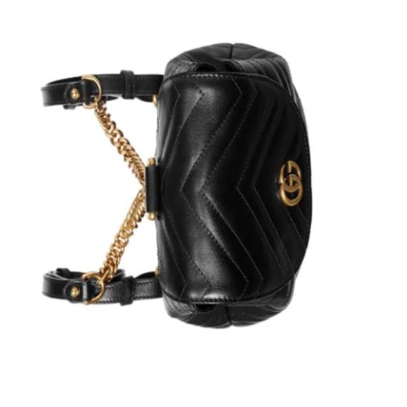 Gucci Chevron Marmont Leather Backpack in Black NEW WITH DUSTBAG - Picture 6 of 10